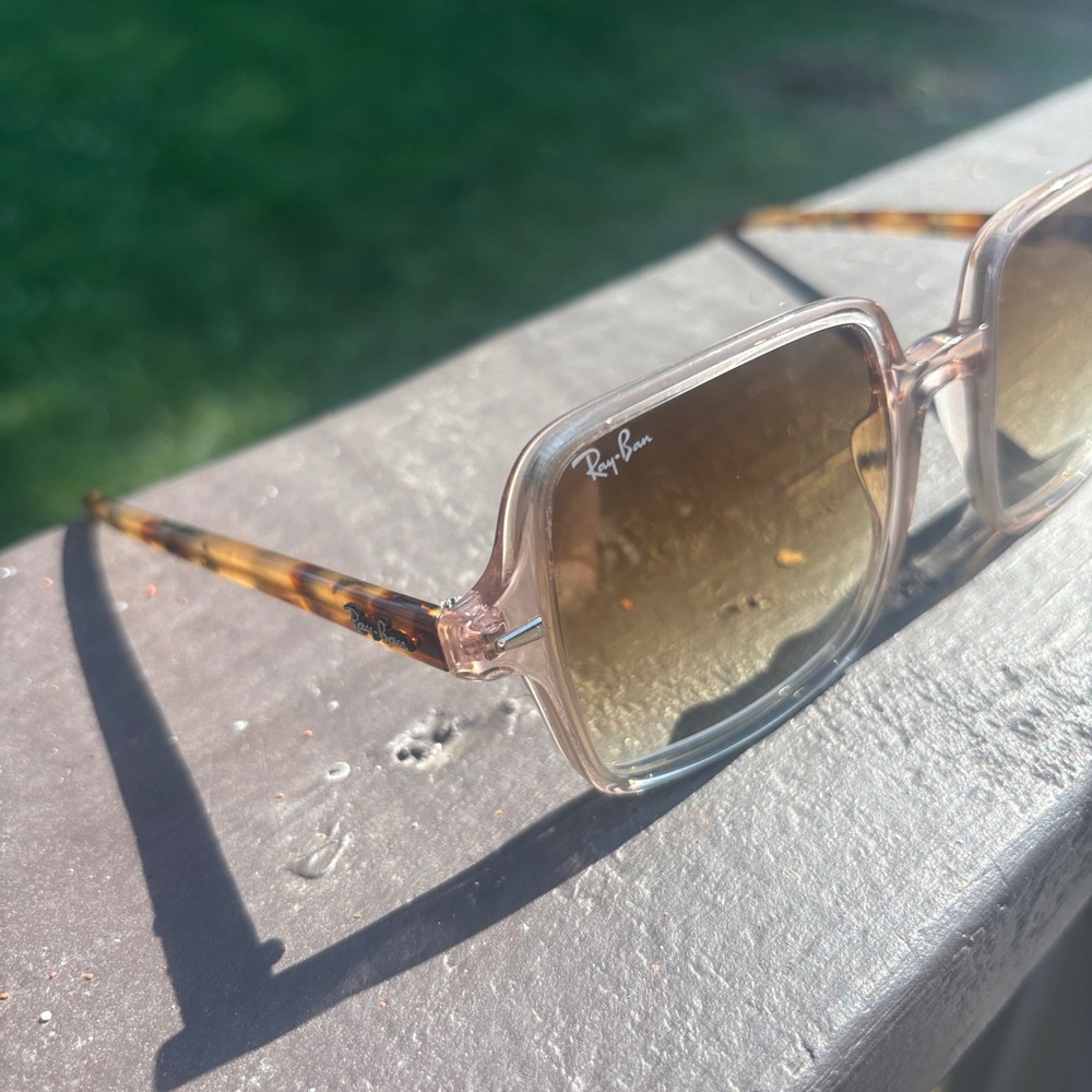 Ray-Ban Clear square Frame Sunglasses with Brown Gradient Lenses - Picture 3 of 7
